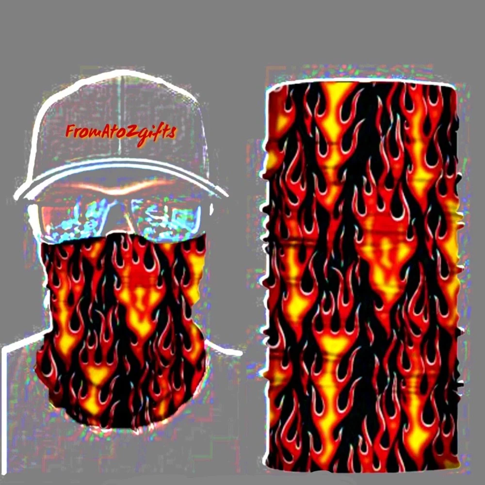 Fire Flame Fuego 16 n 1 Neck Gaiter Face Cover Dust Mask Biker Rag 90s Aesthetic